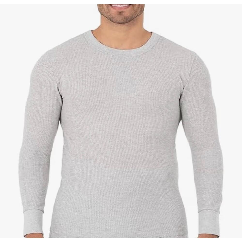 Fruit of The Loom Men's Recycled Waffle Thermal  Crew Top Size Med Gray $20